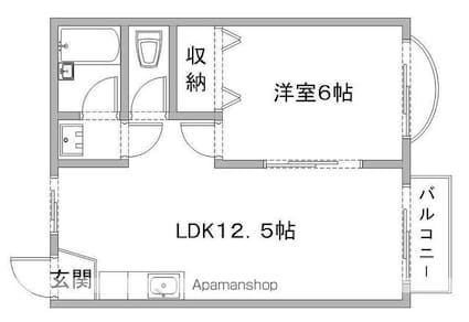 ウエストパレスヒエイ[1LDK/37.62m2]の間取図