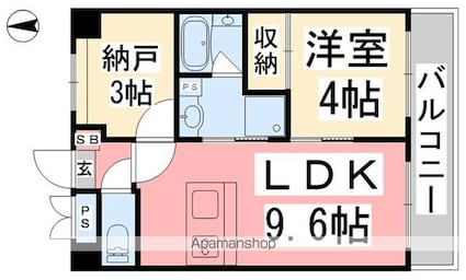 アスティオン本町[1SLDK/40.11m2]の間取図