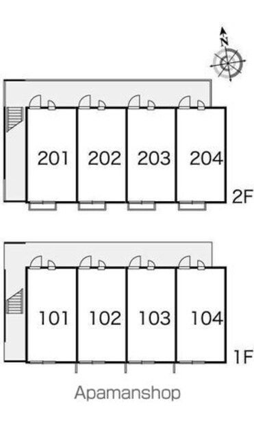 レオパレスＷｉｌｌ　竹原[1K/20.28m2]の配置図