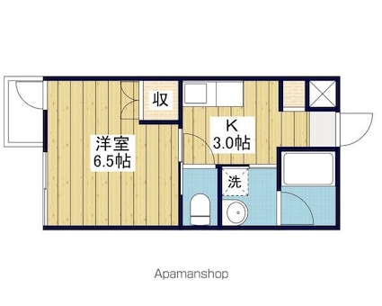 ジャンヌ喜与町[1K/24.49m2]の間取図