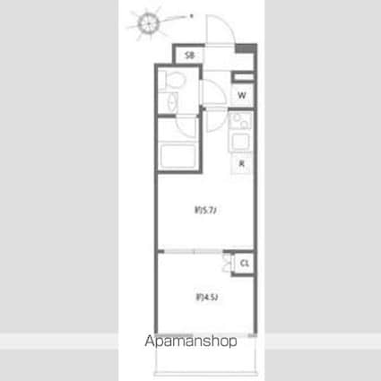 ハーモニーレジデンス神楽坂ヒルズファースト[1DK/25.65m2]の間取図