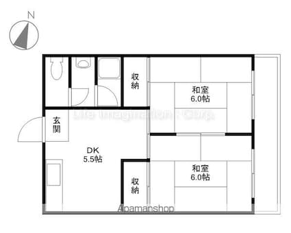 滋賀県近江八幡市上野町[2K/40m2]の間取図