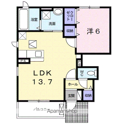 和歌山県和歌山市木ノ本[1LDK/47.41m2]の間取図