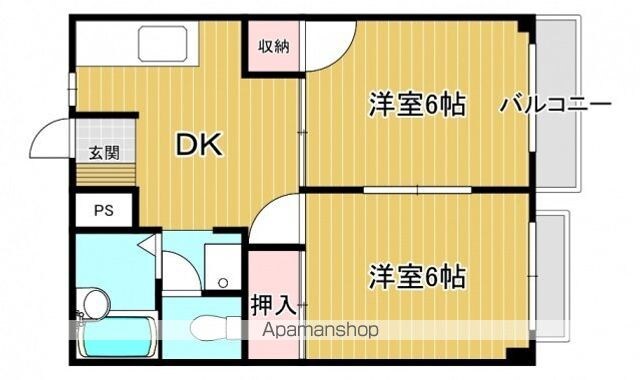 エルディム青原[2DK/39.74m2]の間取図