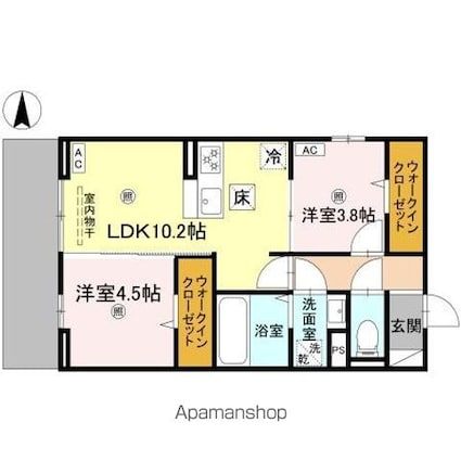 ＢＲＡＮＳＩＡ瀬田（ブランシア）[2LDK/47.79m2]の間取図