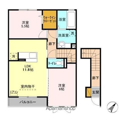 ボヌールＤ[2LDK/61.18m2]の間取図