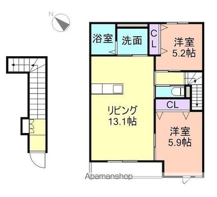 サン・モール松江[2LDK/53.92m2]の間取図