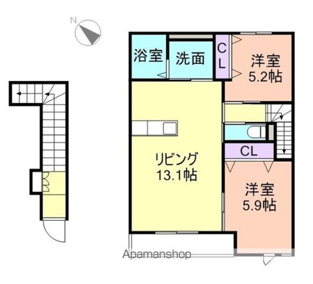 サン・モール松江[2LDK/53.92m2]の間取図