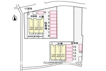 メリオル　カザ　Ａ[1R/32.9m2]の配置図