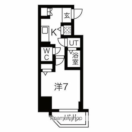 愛知県名古屋市中区大須１丁目[1K/25.58m2]の間取図