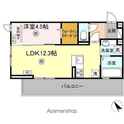 インフィニティ新八代[1LDK/41.85m2]の間取図