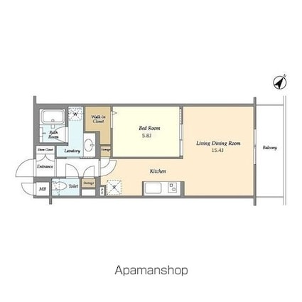 ＢＬＥＳＳ北新宿[1LDK/50.09m2]の間取図