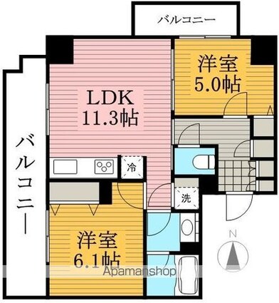 パークアクシス元浅草ステージ[2LDK/51.35m2]の間取図