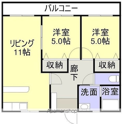 メゾン・ソレイユ[2LDK/59.62m2]の間取図