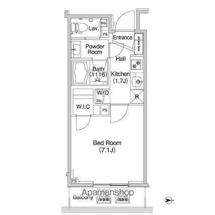 コンフォリア錦糸町[1K/25.44m2]の間取図