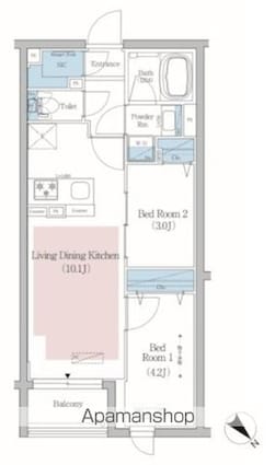 アーバネックス文京小石川[2LDK/40.04m2]の間取図