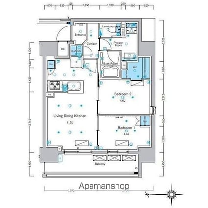 ルフォンプログレ浅草入谷[2LDK/50.4m2]の間取図
