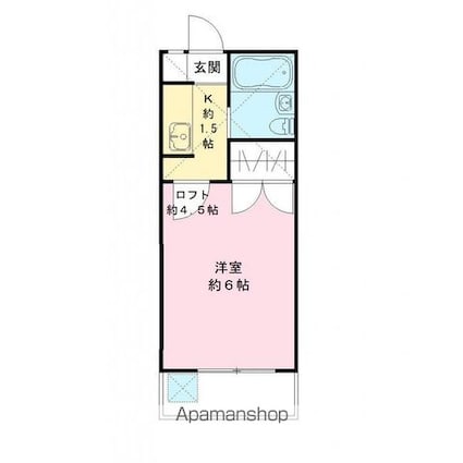 メゾン鎌ケ谷　Ｂ棟[1K/15m2]の間取図