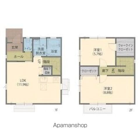 篠ノ井線 広丘駅 徒歩5分 2階建 築15年の間取り写真