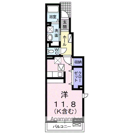 クレール弐番館[1K/34.15m2]の間取図