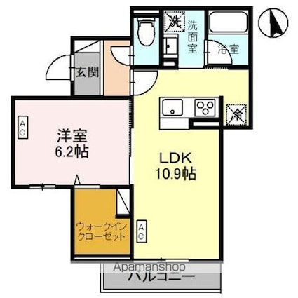 ＴＯＲＩＳＩＡＳ宿郷[1LDK/42.3m2]の間取図
