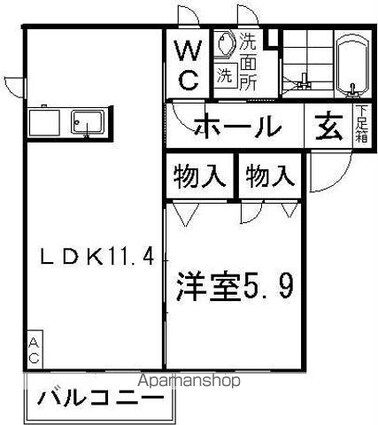 メロディーハイム本宮[1LDK/43.7m2]の間取図