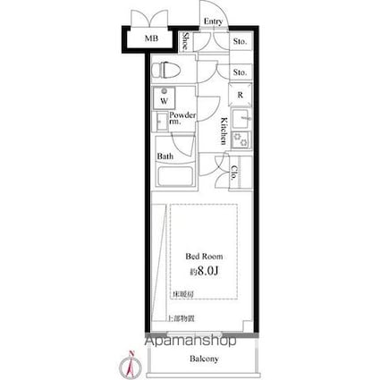 ＡＲＴＥＣＡＳＡ　Ａｌｉｖｉｅ　綾瀬[1K/25.42m2]の間取図