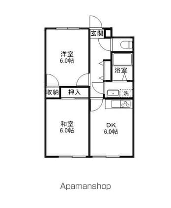 滋賀県高島市新旭町北畑１丁目[2DK/53.55m2]の間取図