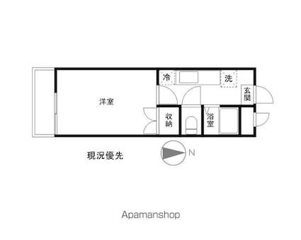 ヴィラ・アップル[1K/27m2]の間取図