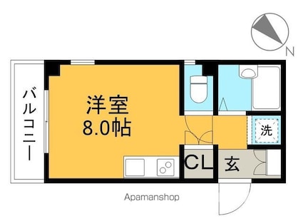 エトワール鴨部Ⅱ[1R/19.8m2]の間取図