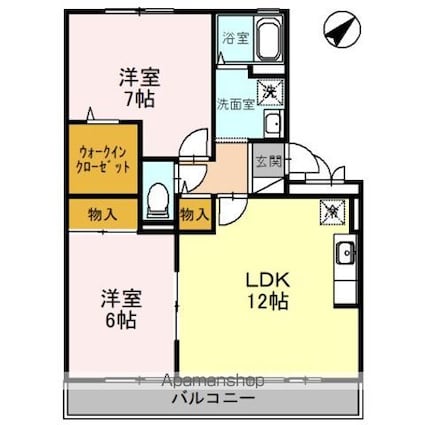 メルベーユ吉兆　Ｃ棟[2LDK/58.54m2]の間取図