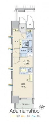 広島県広島市中区上幟町[1R/30.05m2]の間取図