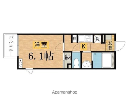 レオネクストＮＡＧＯＭＩ[1K/21.11m2]の間取図
