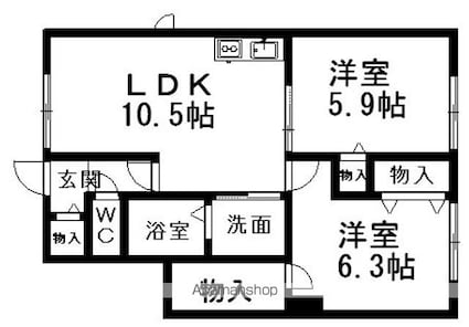 オリージャ　Ⅰ[2LDK/54.86m2]の間取図