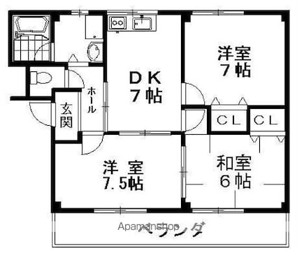 フレッシュコーポ近江[3DK/59m2]の間取図