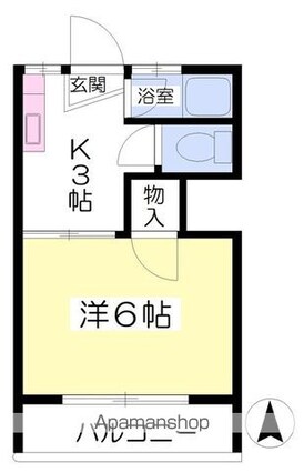 湯渡ハイツ[1K/19.4m2]の間取図