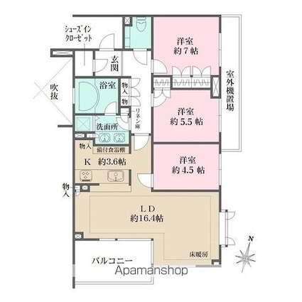 ザ・フィネスト上野毛パークハウス[3LDK/84.78m2]の間取図
