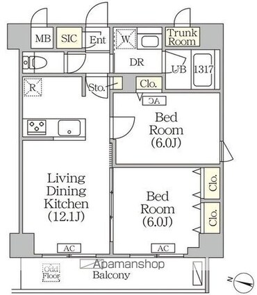 ＯＲＳＵＳ志村坂上[2LDK/55.4m2]の間取図