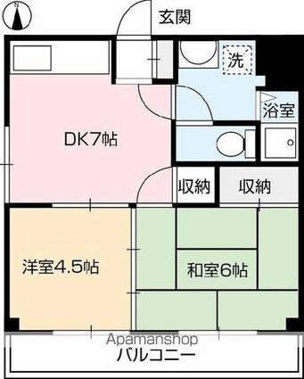 ロゼ松縄町[2DK/42.52m2]の間取図