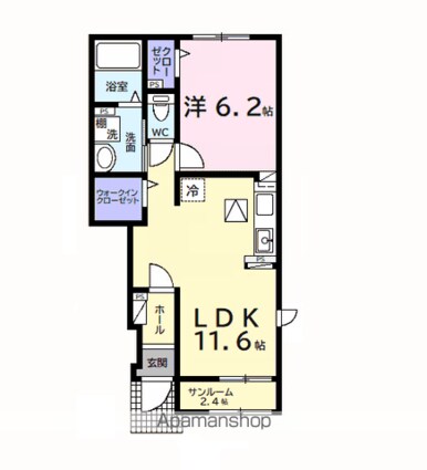 千葉県市原市姉崎[1LDK/43.61m2]の間取図
