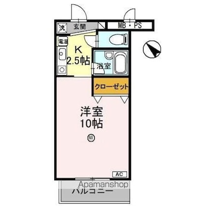 サンタウン竹鼻　Ｂ[1K/30.6m2]の間取図