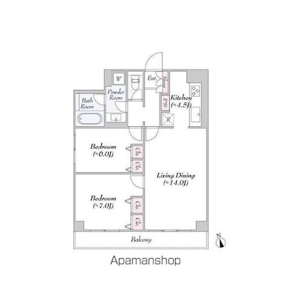 ヴァンテ・アン神楽坂[2LDK/73.92m2]の間取図