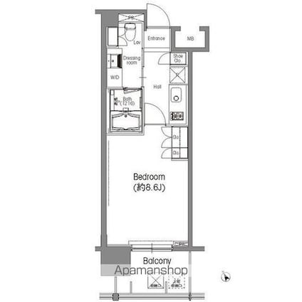 ＢＰＲレジデンス三田伊皿子坂[1K/28.36m2]の間取図