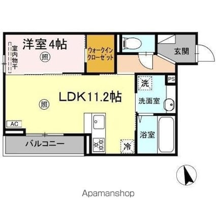 セイル倉敷[1LDK/40.6m2]の間取図