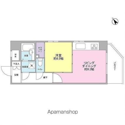 マイキャッスル中目黒Ⅲ[1LDK/36.45m2]の間取図