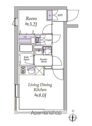 アトリオフラッツ清澄白河[1LDK/30.02m2]の間取図