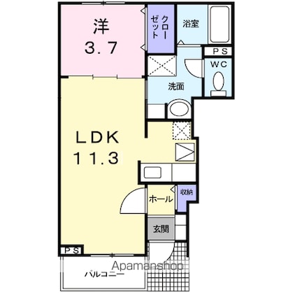 ラフィナート　Ⅰ[1LDK/37.13m2]の間取図