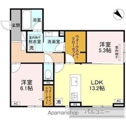 フィラーレ[2LDK/66.6m2]の間取図