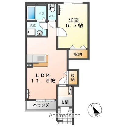 プレジール[1LDK/44.95m2]の間取図