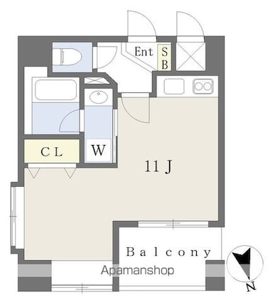 オスト・ヴォルケ東雲[1R/28.85m2]の間取図